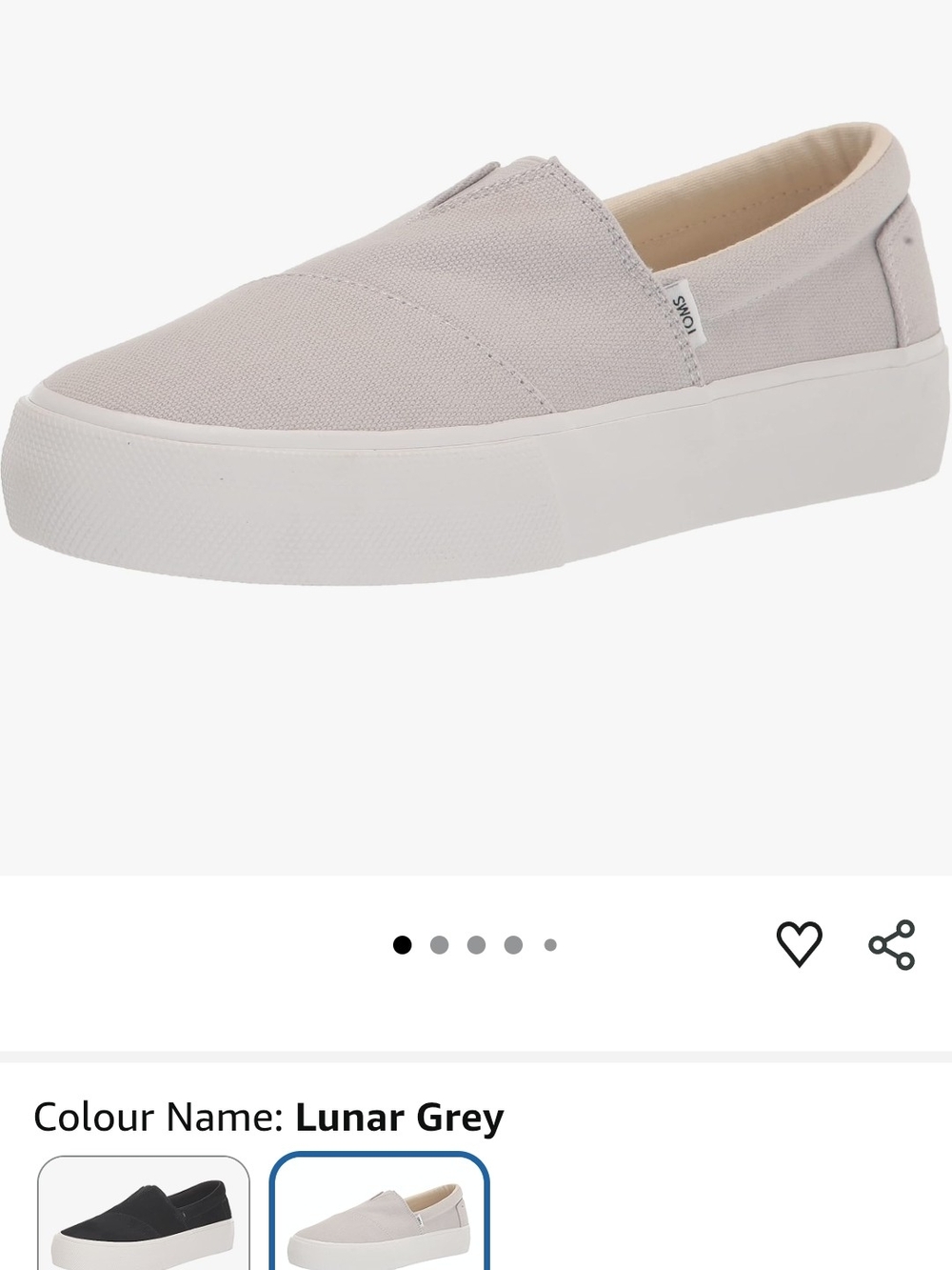 TOMS Lunar Grey Canvas Slip-On Platform Sneaker